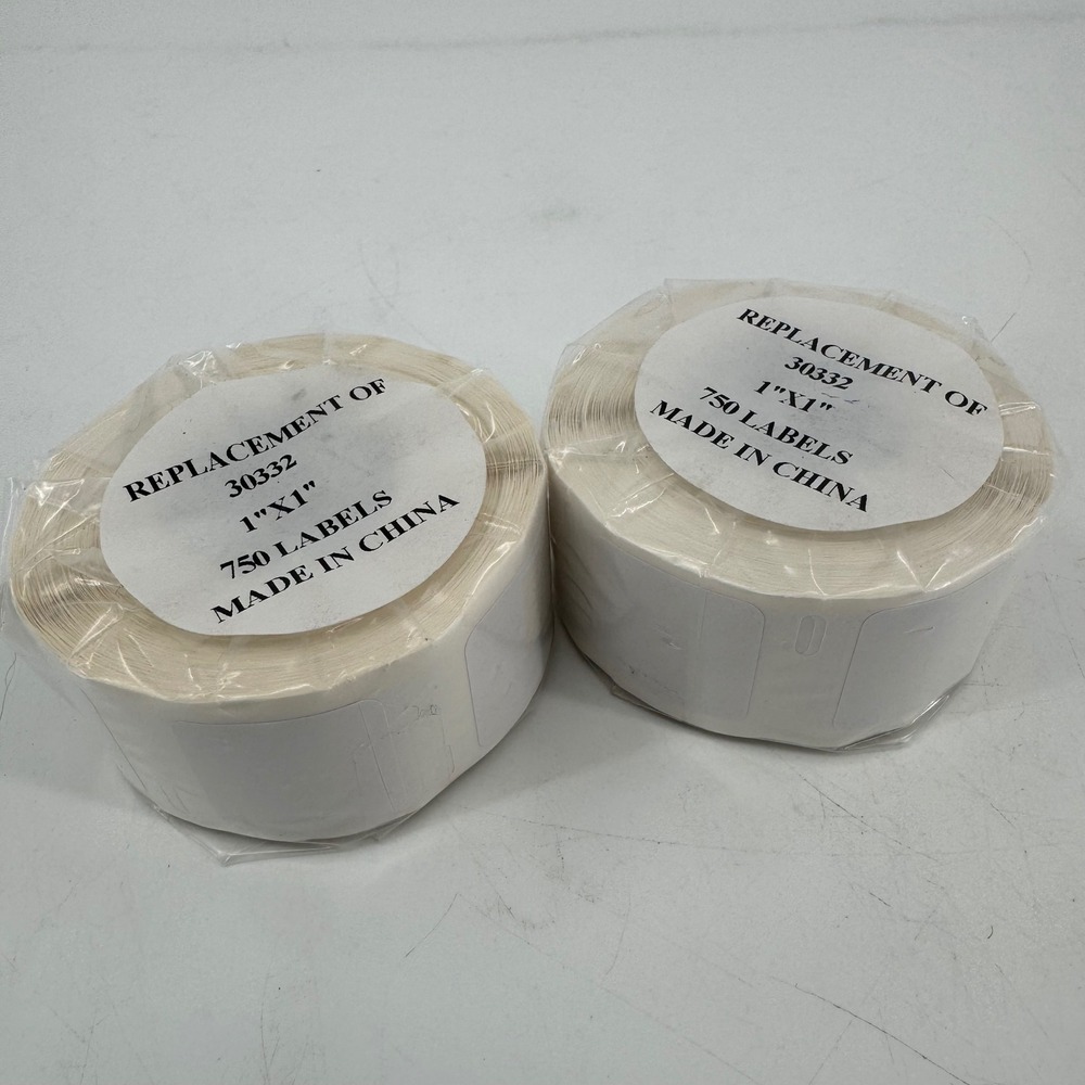 2 Rolls 30332 Replacement Labels 1x1 Inch 750/Roll for Dymo LabelWriter Rollo